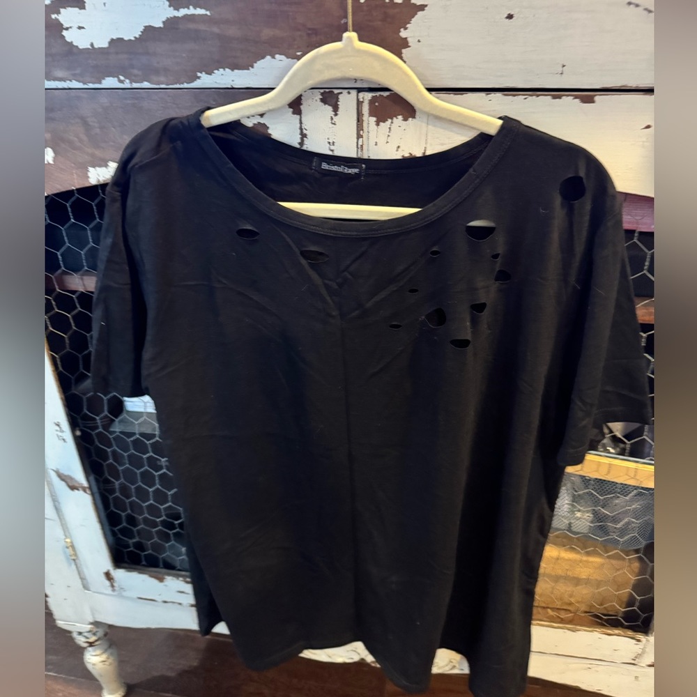Black Distressed Tee